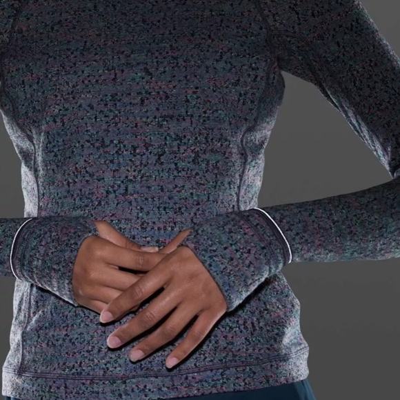 Lululemon Runderful Long SleeveNeon Tweed Jacquard Battleship Electric Coral - Picture 4 of 9